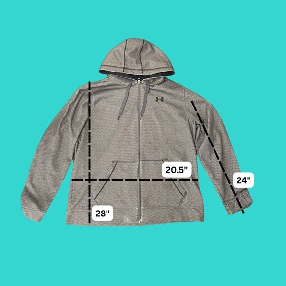 🔥 Under Armour XL Zip-Up Hoodie – Textured Grey Performance Fit - Picture 5 of 8